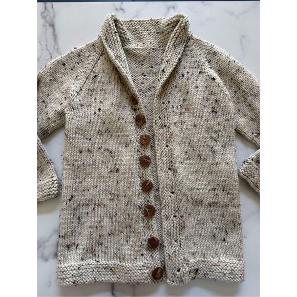 Kids oatmeal button up grandpa vintage knit unisex cardigan sweater academia - Picture 1 of 4